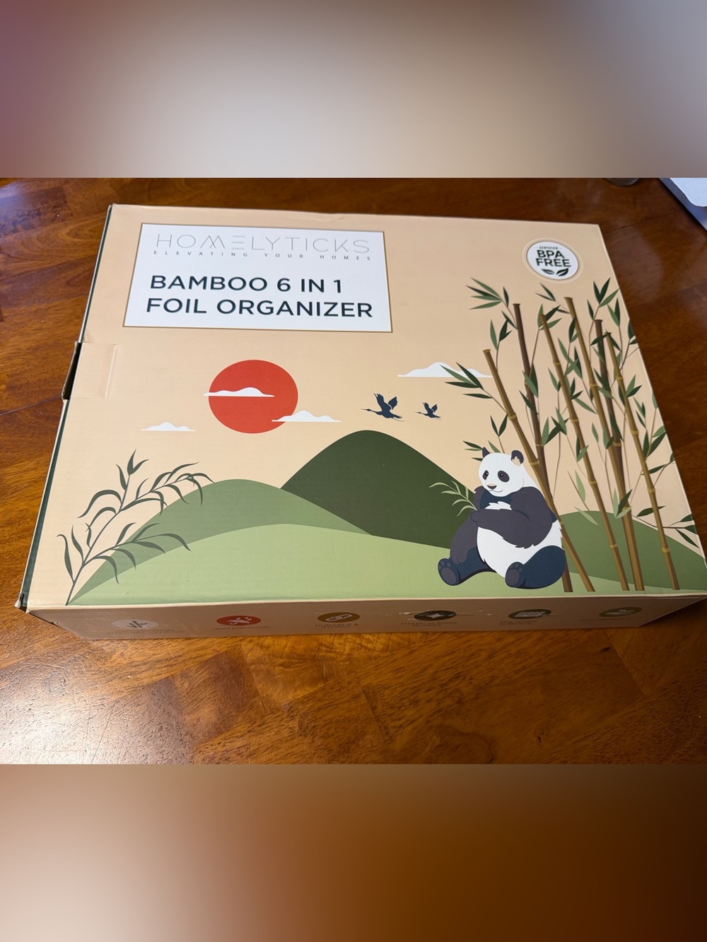 NEW- Homelytics Bamboo 6-in-1 Foil Organizer